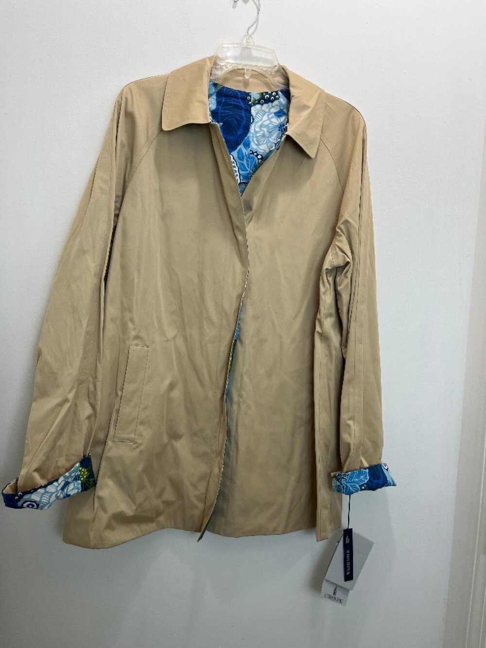 London Fog Womens Revesible Light Coat Jacket Large Regular Multicolor Floral